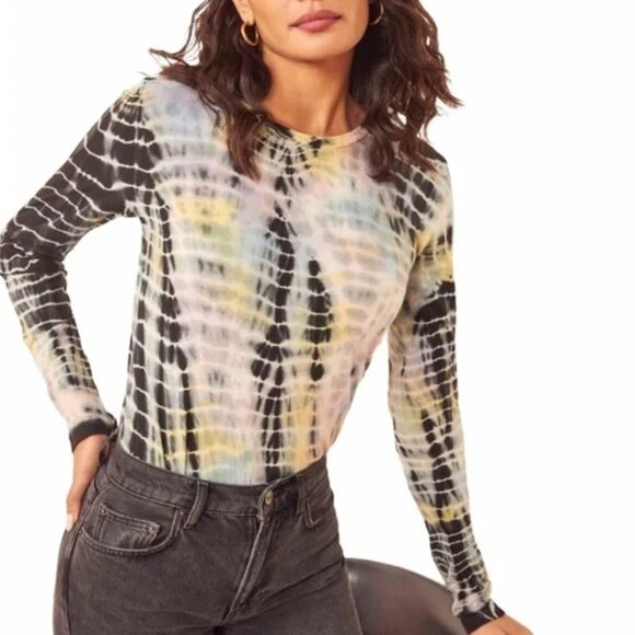 Reformation Multicolor Tie-Dye Long Sleeve Tee - Picture 1 of 7